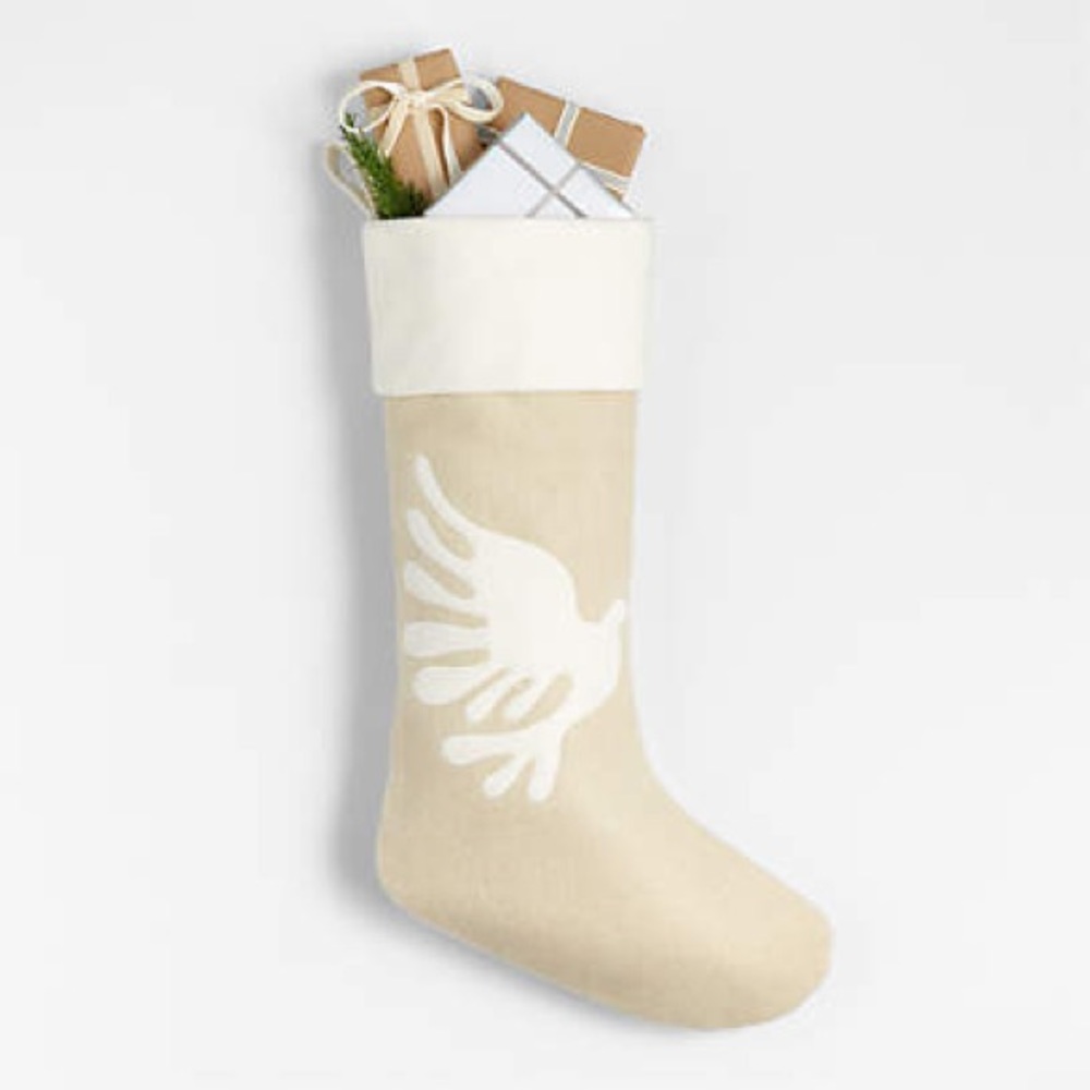 Crate & Barrel Wool Dove Christmas Stoking by Lucia Eames